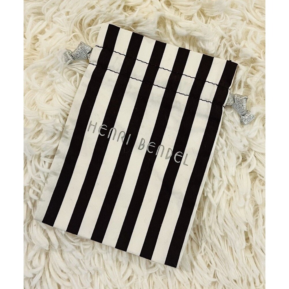 Vintage Henri Bendel Brown & White Stripe Drawstring Jewelry Dust Bag